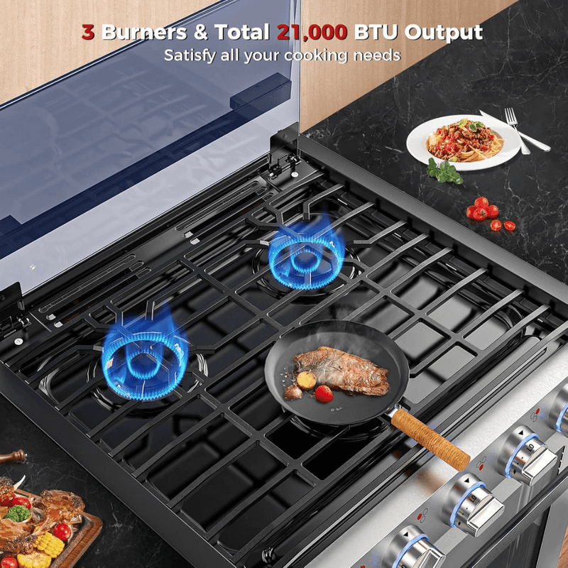 Load image into Gallery viewer, Camplux RV Stove Gas Range Oven w/ 3 Burners Cooktop 21 Inches CLASSIC