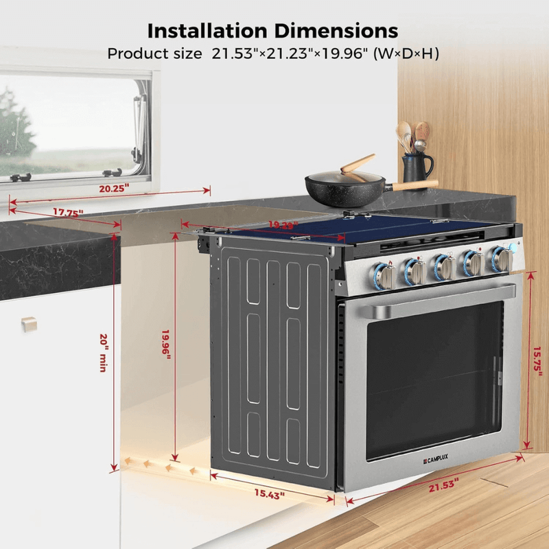 Load image into Gallery viewer, Camplux RV Stove Gas Range Oven w/ 3 Burners Cooktop 21 Inches CLASSIC