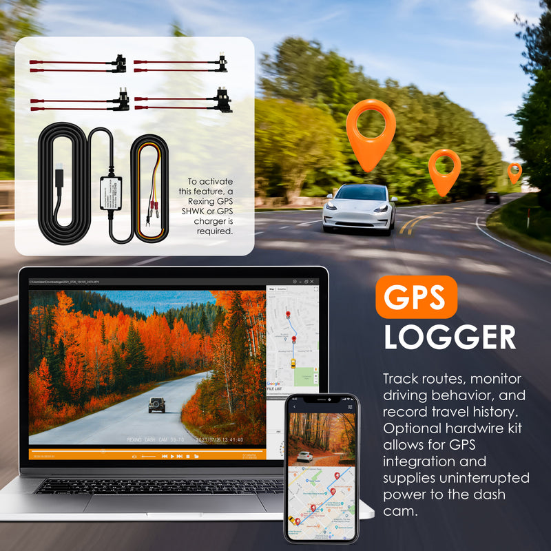 Load image into Gallery viewer, REXING RH2-4 Quad-Channel Dash Cam – 1080p Front, Rear, Cabin, and Exterior Coverage with Wi-Fi, and Optional GPS