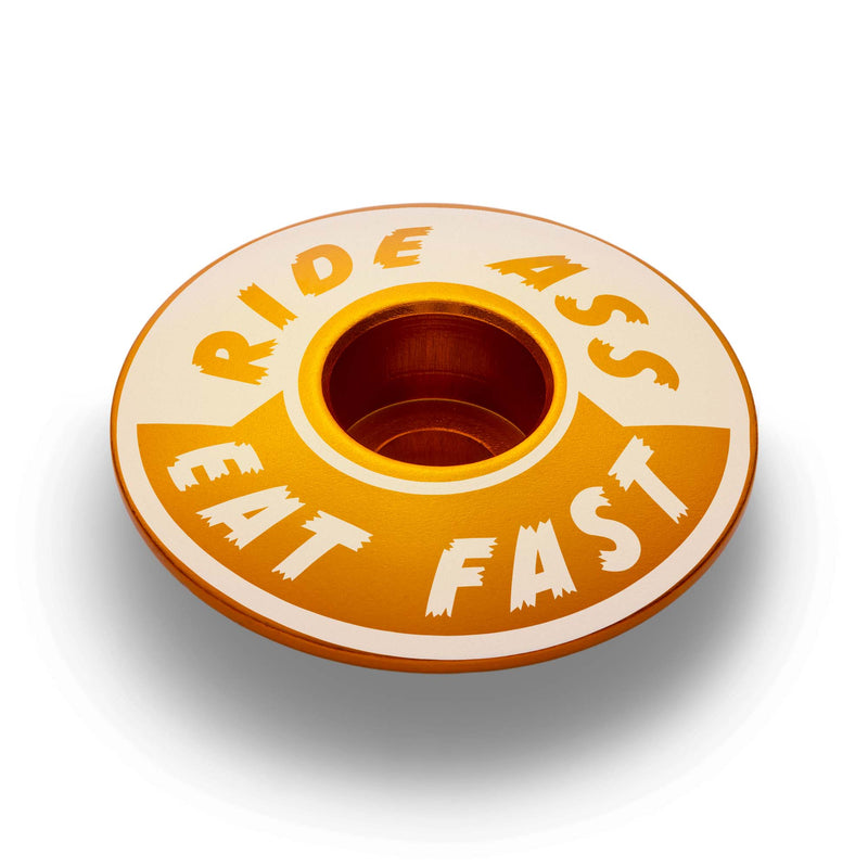 Load image into Gallery viewer, Ride Ass Eat Fast Bicycle Headset Cap