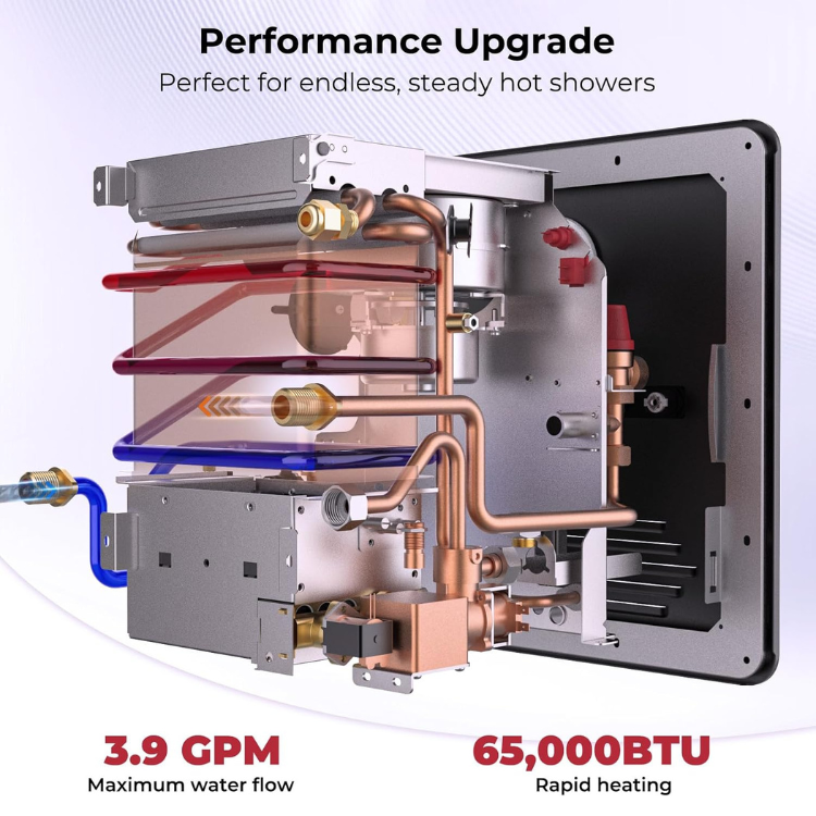 Load image into Gallery viewer, Camplux PRO 65,000 BTU RV Tankless Water Heater 2.64 GPM-Black
