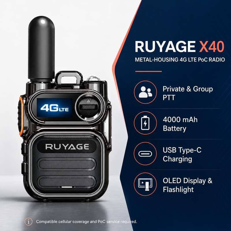 Load image into Gallery viewer, RUYAGE X40 Mini 4G LTE PoC Radio – Compact Metal Body Walkie Talkie