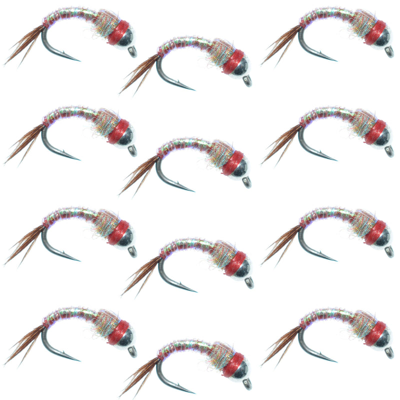 Load image into Gallery viewer, Bead Head Rainbow Warrior Nymph Fly Fishing Flies One Dozen Hook Size 14