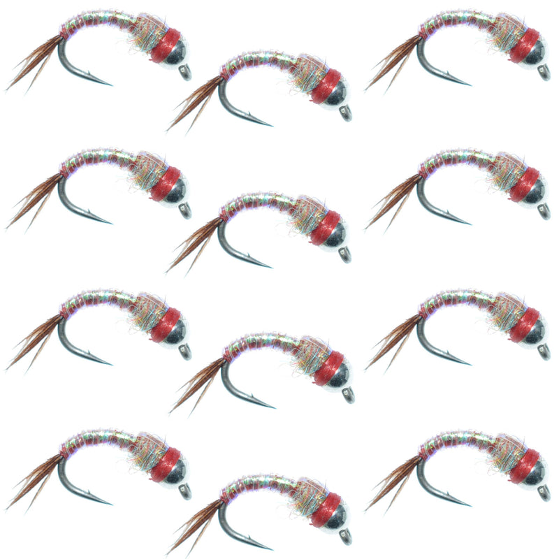 Load image into Gallery viewer, Bead Head Rainbow Warrior Nymph Fly Fishing Flies One Dozen Hook Size 18
