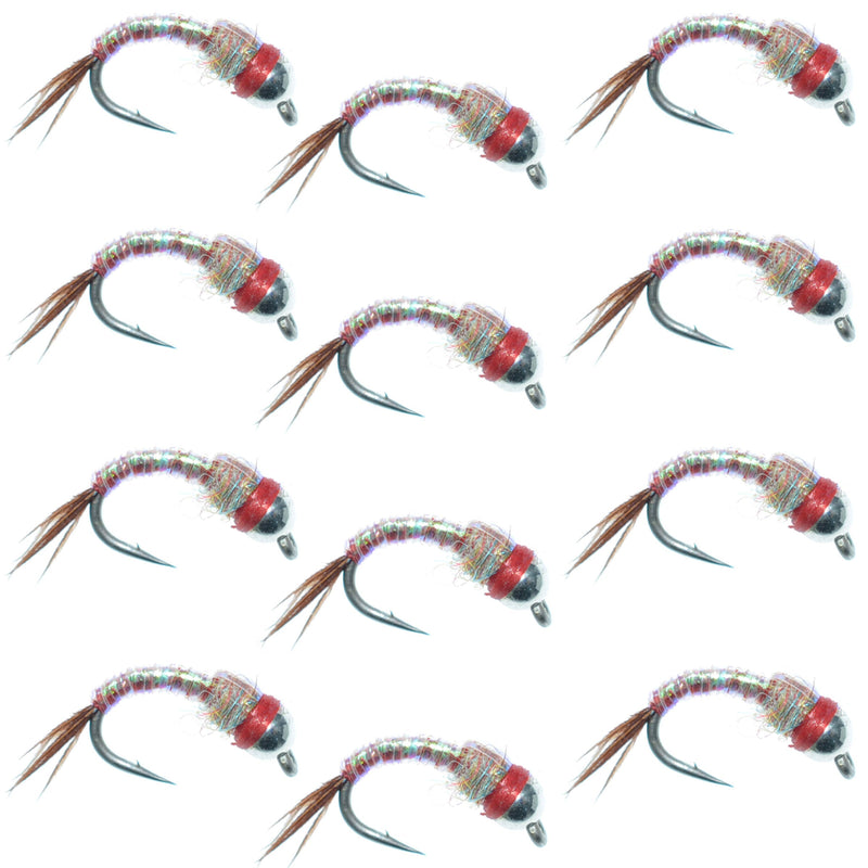 Load image into Gallery viewer, Bead Head Rainbow Warrior Nymph Fly Fishing Flies One Dozen Hook Size 16