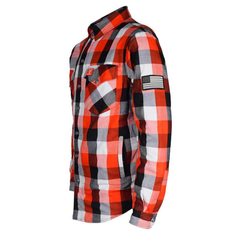 Load image into Gallery viewer, Protective Flannel Shirt - Red Black White Checkered with Pads