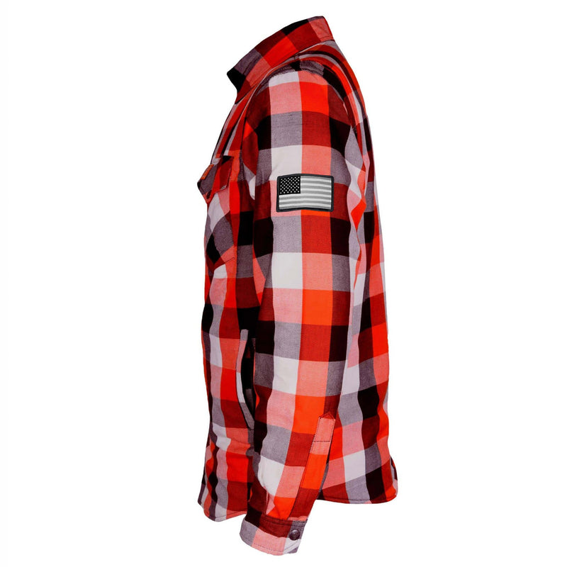 Load image into Gallery viewer, Protective Flannel Shirt - Red Black White Checkered with Pads