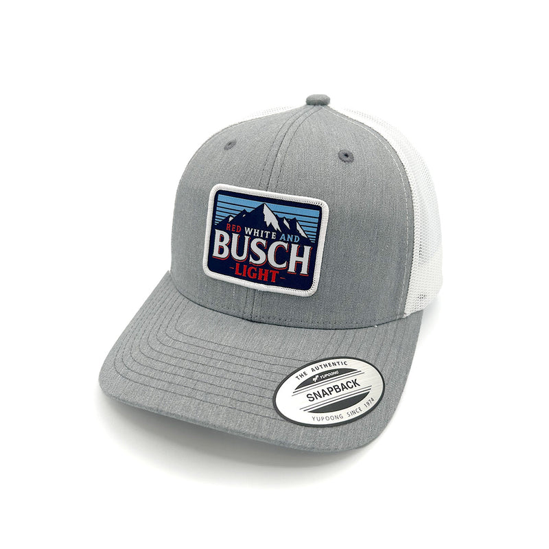 Load image into Gallery viewer, Red White Busch Light Woven Patch Hat