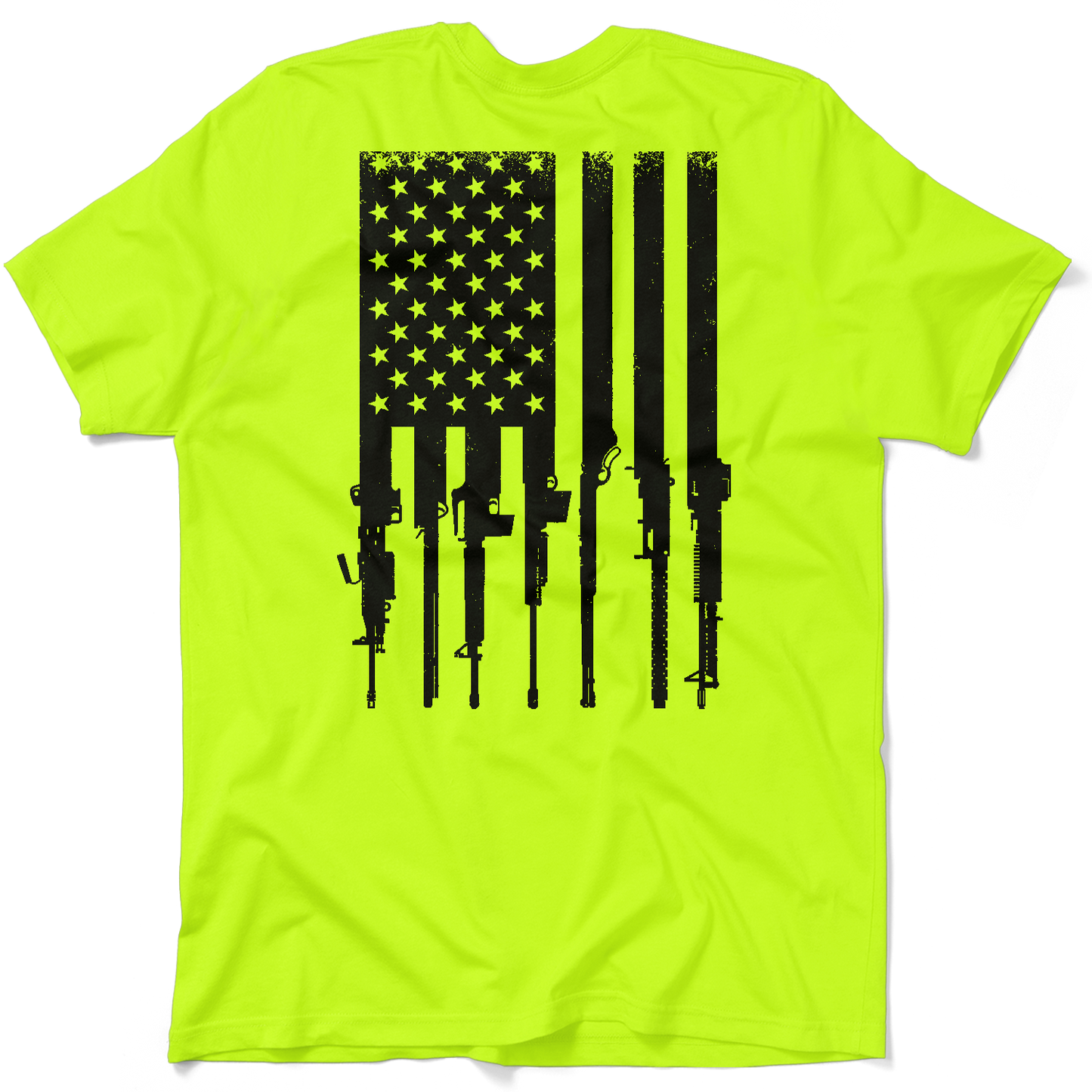 Rifle Flag - Safety Yellow Pocket T-Shirt