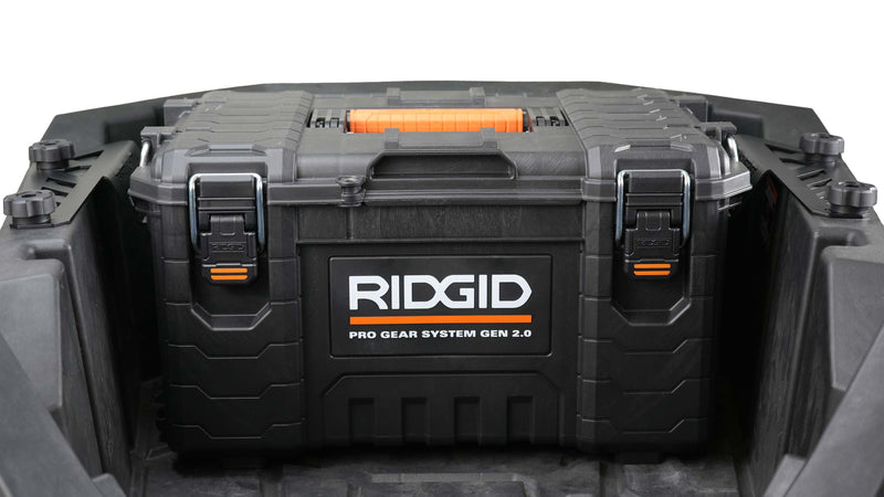 Load image into Gallery viewer, Ridgid Gen 2 Toolbox mounted in PRO XP RZR bed with PRO XP gen 2 mounts by Litt Industries