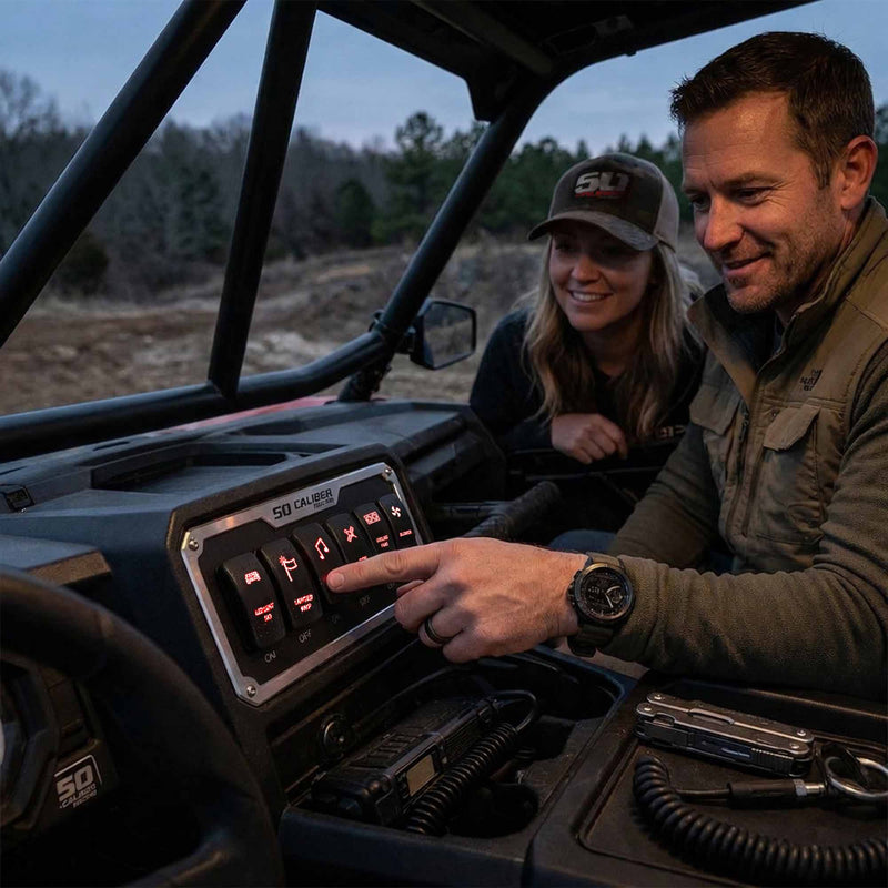 Load image into Gallery viewer, Waterproof Funny Rocker Switch 12v ON/Off, LED Backlit with Etched Design w/Toggle Switch 12v - UTV, Auto, Boat 20A Variation