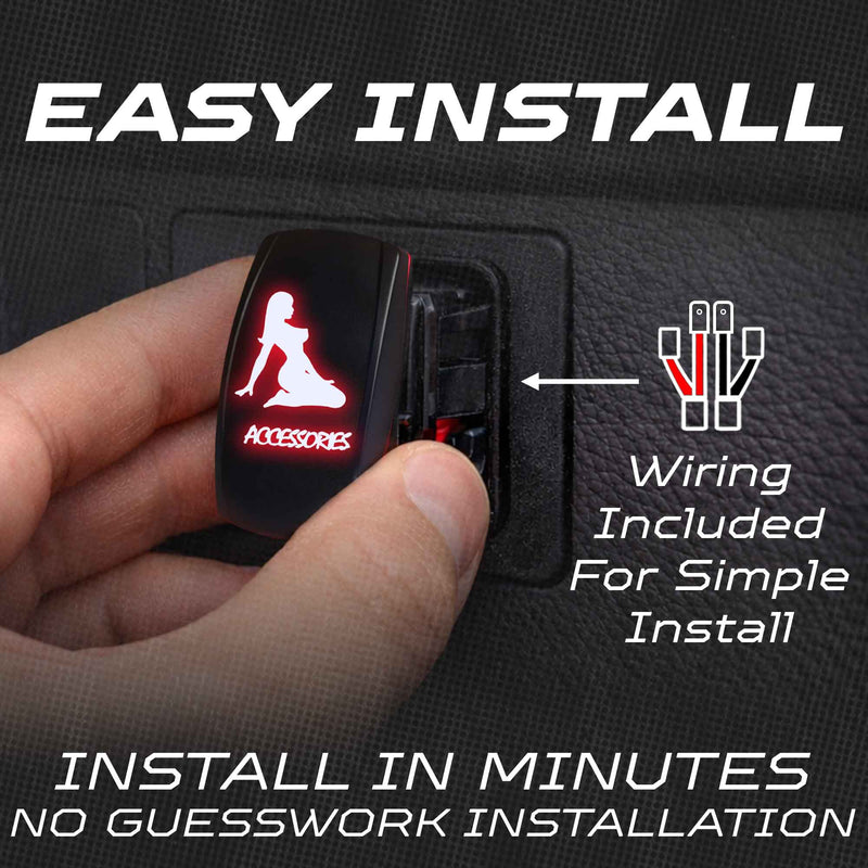 Load image into Gallery viewer, Waterproof Funny Rocker Switch 12v ON/Off, LED Backlit with Etched Design w/Toggle Switch 12v - UTV, Auto, Boat 20A Variation