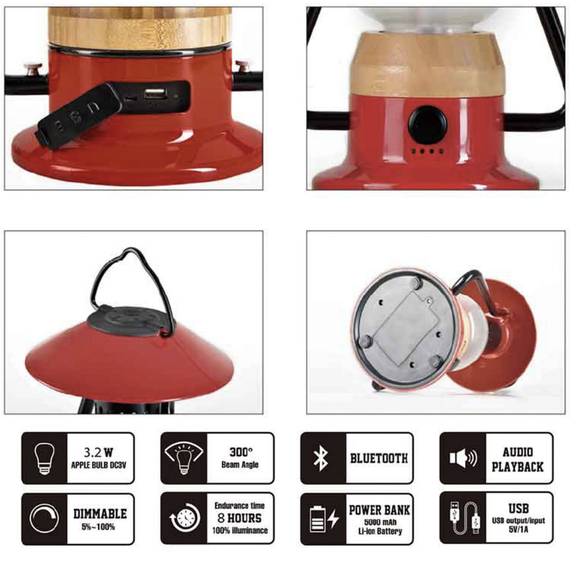 Load image into Gallery viewer, TRU De-LIGHT ROMANTICO LED All-in-One Lamp, Rechargeable, Bluetooth Music Speaker - FIRE RED / YELLOW / AUQA BLUE / GREEN / BLACK