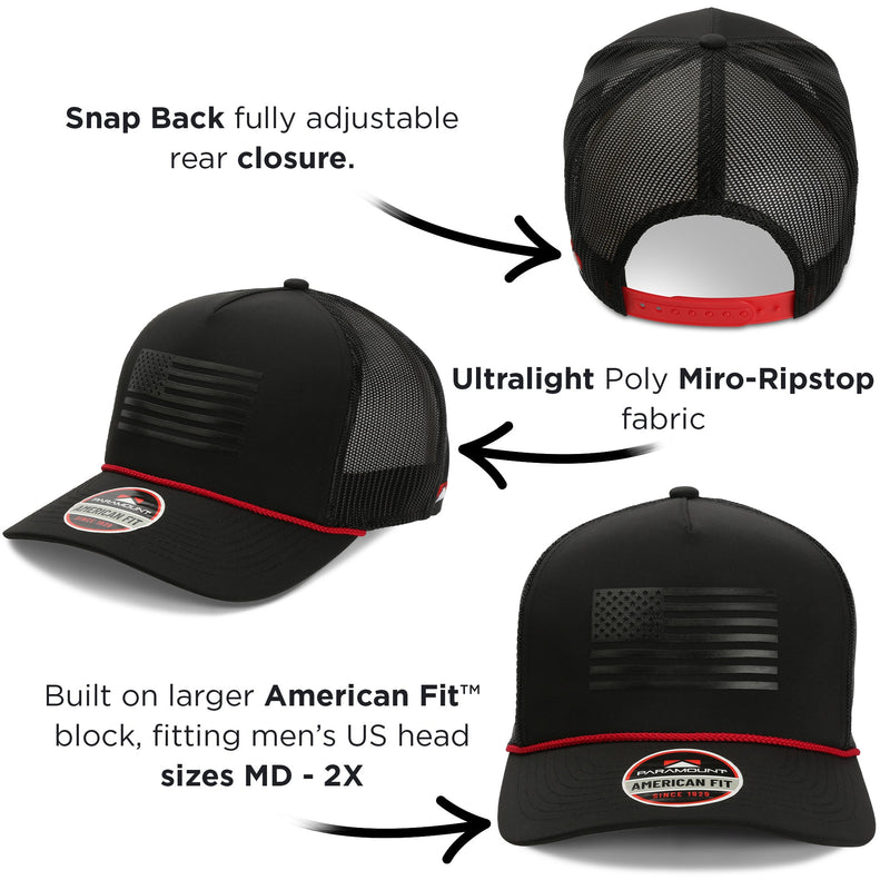 Load image into Gallery viewer, Ridgeline Thin Red Line-trucker Hat American Flag Rope Cap