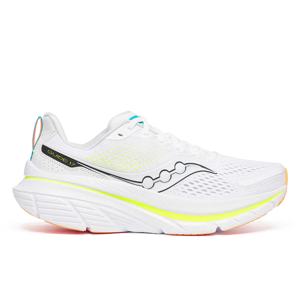 Men's Saucony Guide 17, White/Black, 12.5 D Medium - Skoutley Outdoors LLC