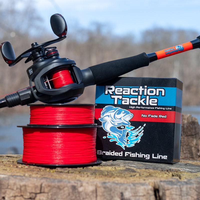 Load image into Gallery viewer, Reaction Tackle Braided Fishing Line - NO FADE Red