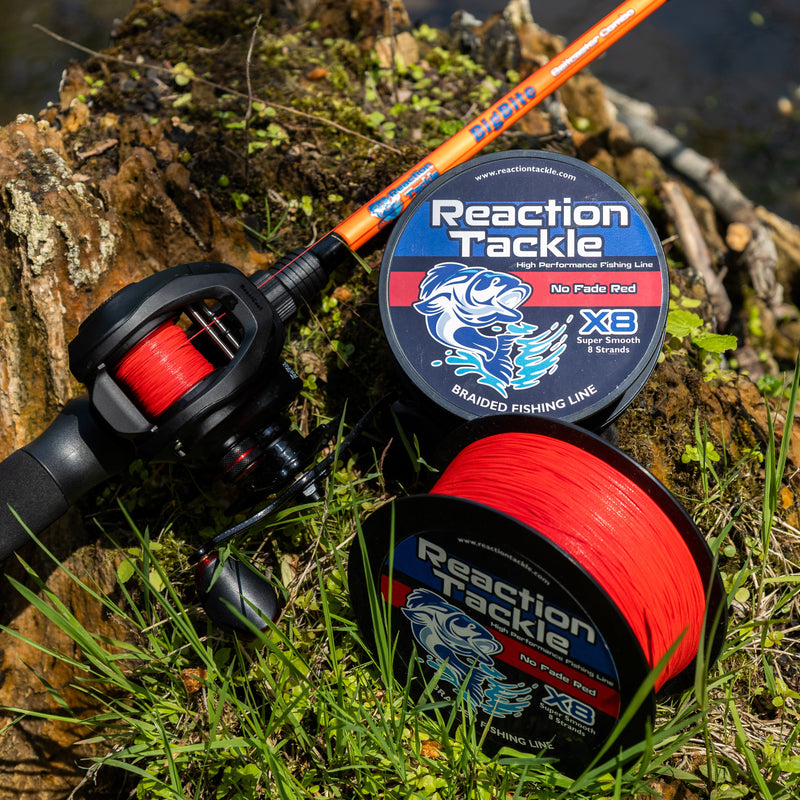 Load image into Gallery viewer, Reaction Tackle X8 Braided Fishing Line - NO FADE Red 8 Strand