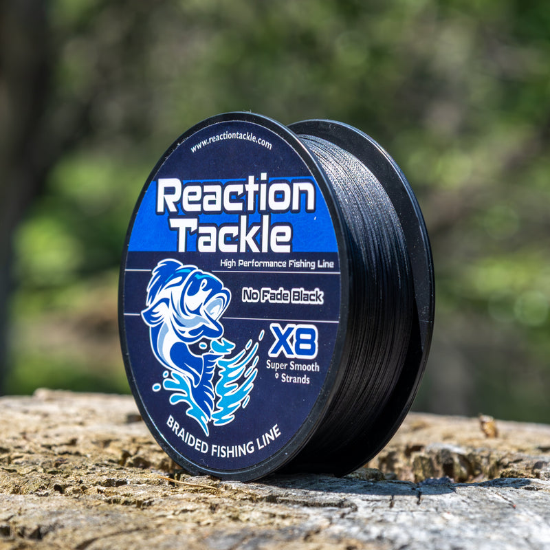 Load image into Gallery viewer, Reaction Tackle X8 Braided Fishing Line - NO FADE Black 8 Strand