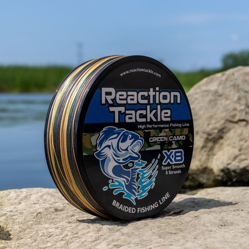 Load image into Gallery viewer, Reaction Tackle X8 Braided Fishing Line - Green Camo 8 Strand