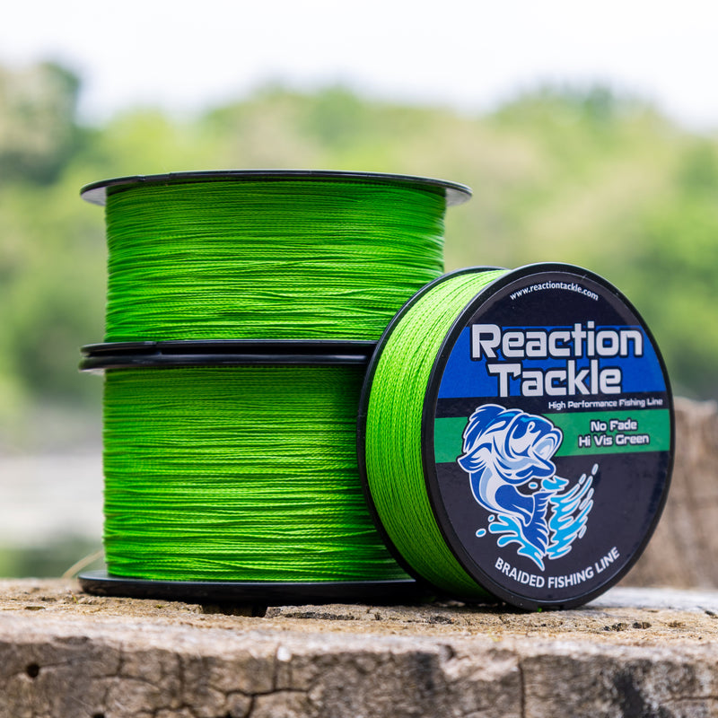 Load image into Gallery viewer, Reaction Tackle Braided Fishing Line - NO FADE Hi Vis Green