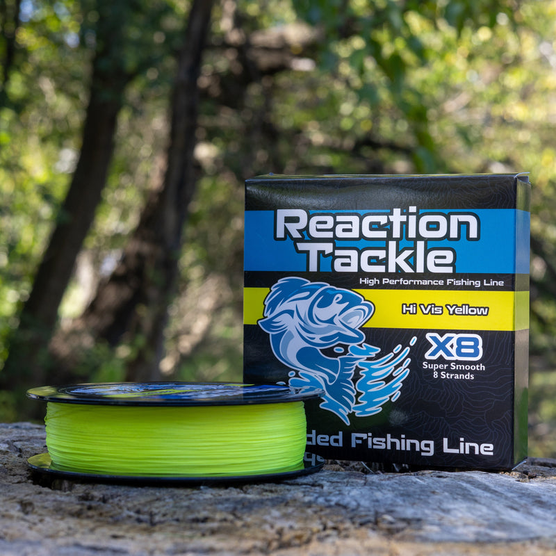 Load image into Gallery viewer, Reaction Tackle X8 Braided Fishing Line - Hi Vis Yellow 8 Strand
