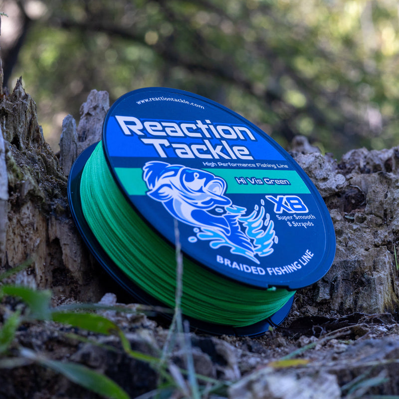 Load image into Gallery viewer, Reaction Tackle X8 Braided Fishing Line - Hi Vis Green 8 Strand