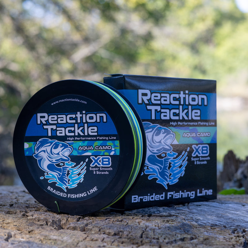 Load image into Gallery viewer, Reaction Tackle X8 Braided Fishing Line - Aqua Camo 8 Strand
