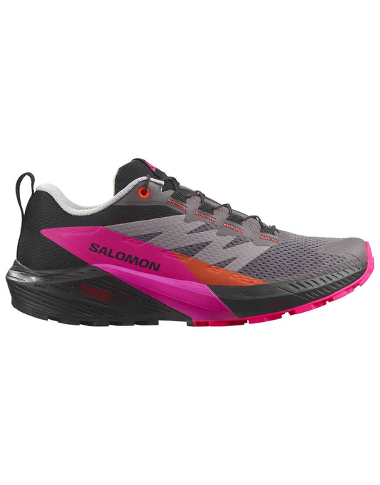 Men's Salomon Sense Ride 5, Plum Kitten/Black/Pink Glo, 11 D Medium - Skoutley Outdoors LLC