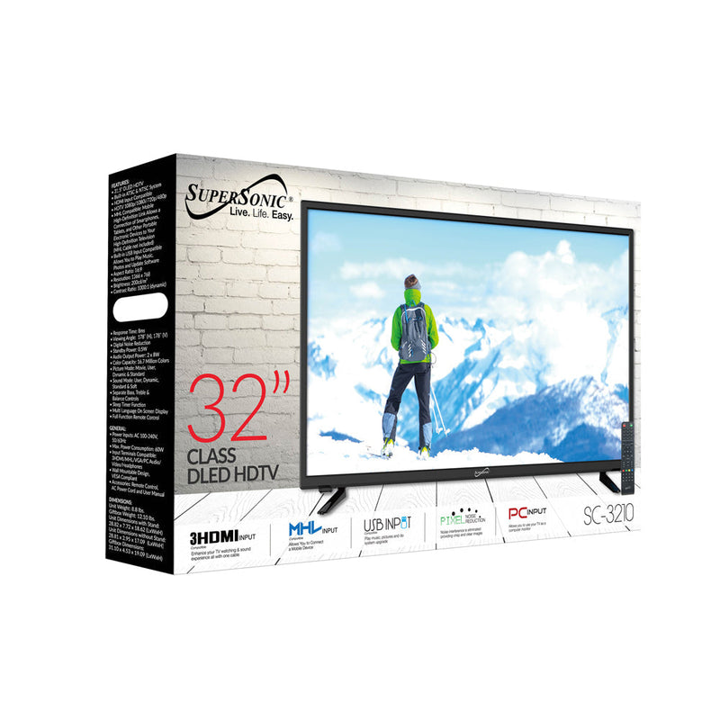 Load image into Gallery viewer, 32" Supersonic 1080p Widescreen LED HDTV with USB, SD Card Reader and HDMI (SC-3210)
