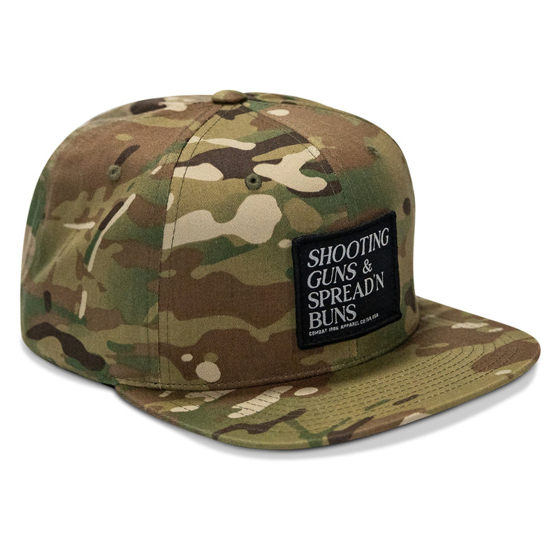 Load image into Gallery viewer, Shooting Guns & Spreadin' Buns Patch Flatbill Hat
