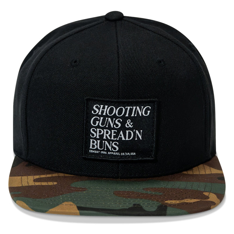 Load image into Gallery viewer, Shooting Guns & Spreadin' Buns Patch Flatbill Hat