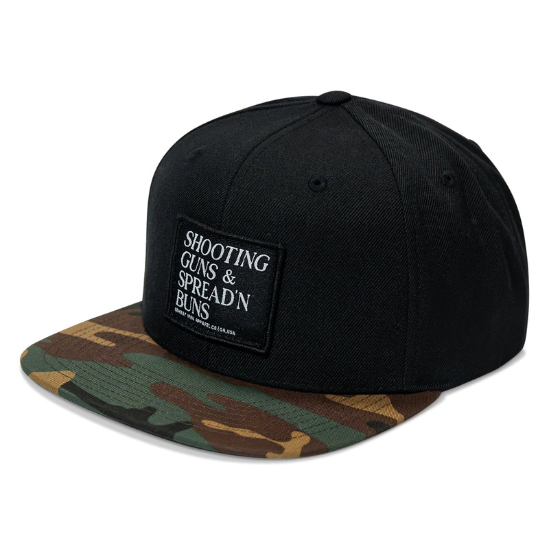 Load image into Gallery viewer, Shooting Guns & Spreadin' Buns Patch Flatbill Hat