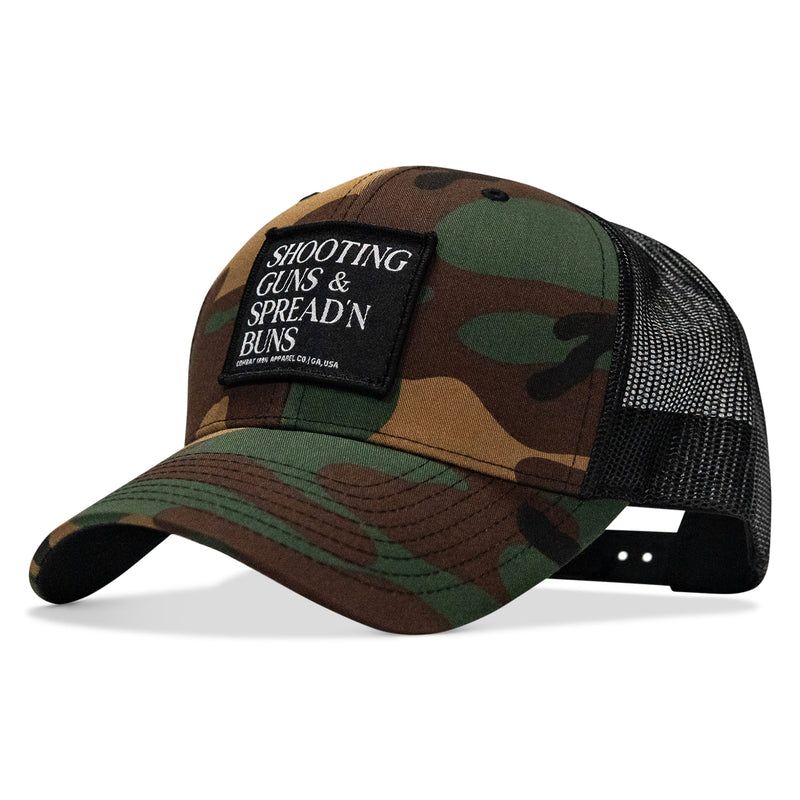 Load image into Gallery viewer, Shooting Guns & Spread'n Buns Patch Snapback Hat