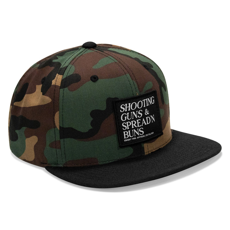 Load image into Gallery viewer, Shooting Guns & Spreadin' Buns Patch Flatbill Hat