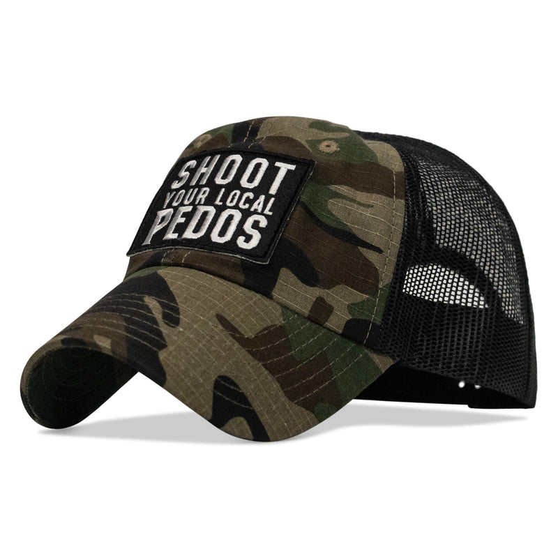 Load image into Gallery viewer, Shoot Your Local Pedos Patch Tactical Ripstop Mesh Snapback Hat