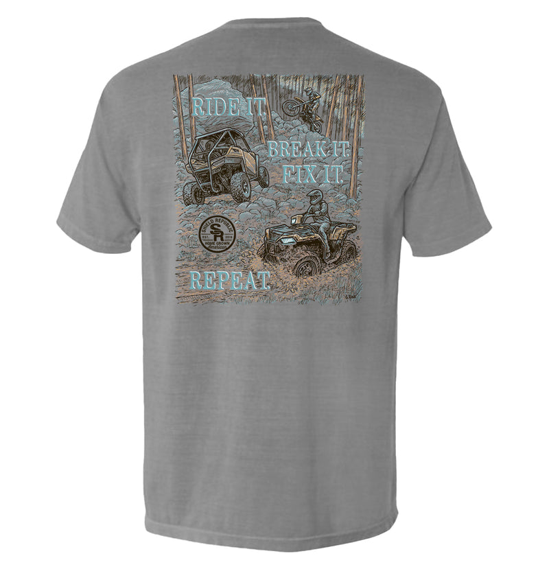 Load image into Gallery viewer, Ride it Break it Fix it Repeat Pocket Tee