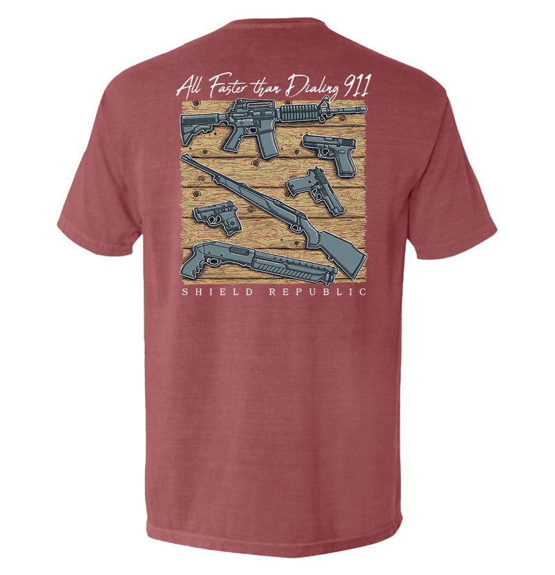 Load image into Gallery viewer, All Faster than Dialing 911 Pocket Tee