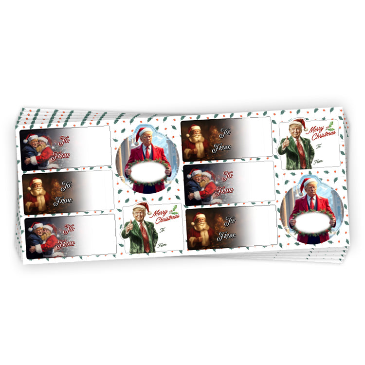 Load image into Gallery viewer, Trump Christmas Gift Tag Sticker Sheet