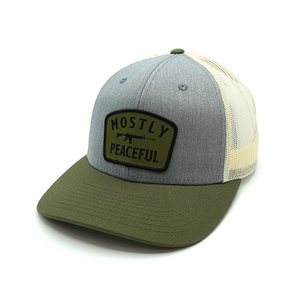 Load image into Gallery viewer, Mostly Peaceful Woven Patch Hat