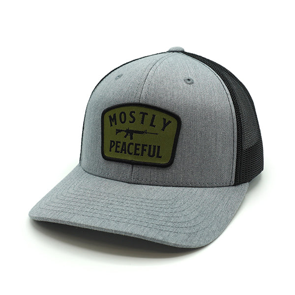 Load image into Gallery viewer, Mostly Peaceful Woven Patch Hat