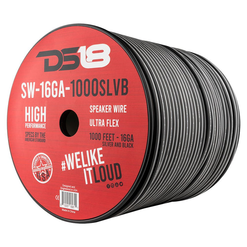 Load image into Gallery viewer, 16-GA Speaker Wire 1000 Feet -Silver and Black