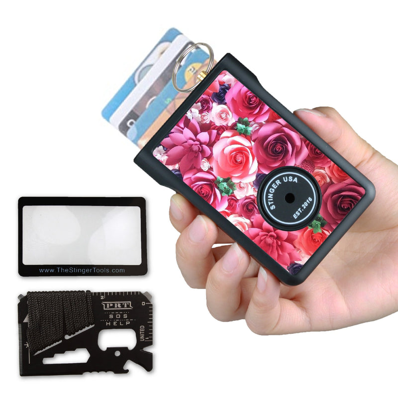 Load image into Gallery viewer, Safety Wallet With Personal Alarm Multi Functional Tool (Green Flower)