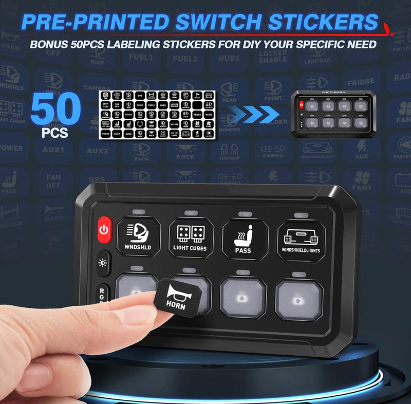 Load image into Gallery viewer, 8-Gang Switch Panel With RGB And Remote Control Bluetooth App