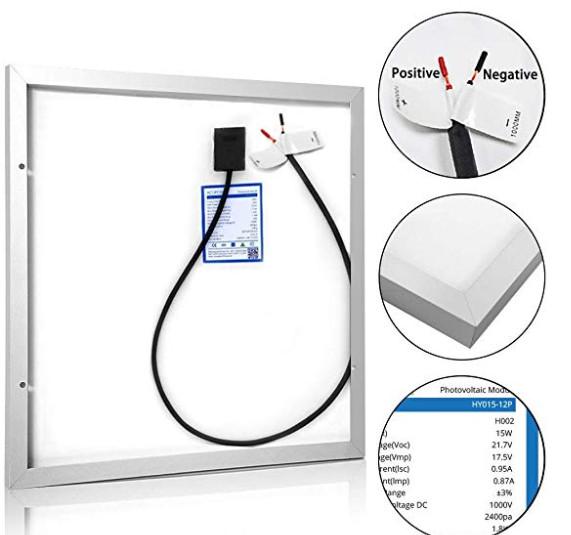 Load image into Gallery viewer, ACOPower 15W 12V Solar Charger Kit, 5A Charge Controller with Alligator Clips