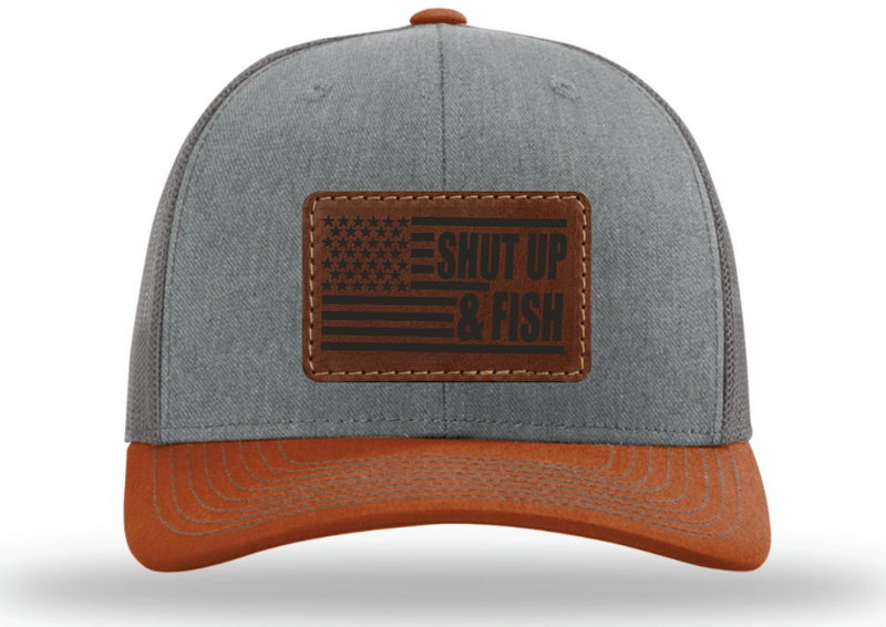 Load image into Gallery viewer, Shut Up & Fish Flag Patch - Gray/Charcoal/Orange