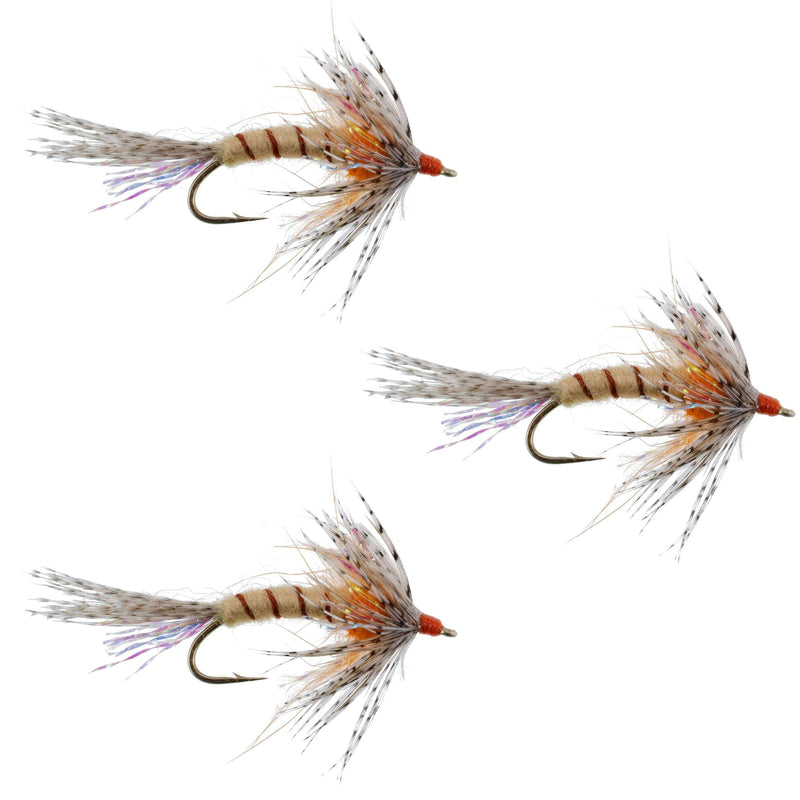 Load image into Gallery viewer, 3 Pack Orange Shakey Bealy Fall Soft Hackle Wet Fly - Hook Size 10