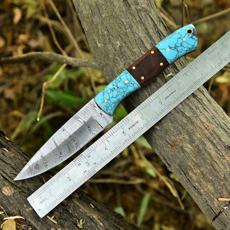 Load image into Gallery viewer, Custom Handmade 5-Inch Small Hunting Knife – Damascus Steel Blade