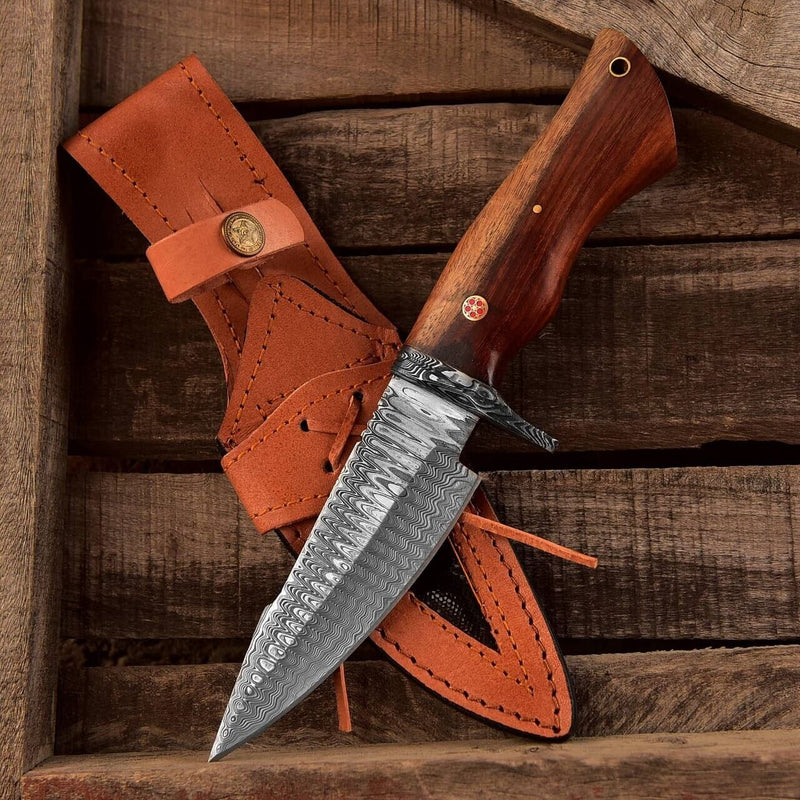 Load image into Gallery viewer, Custom Handmade Small Hunting Knife with Damascus Steel Blade