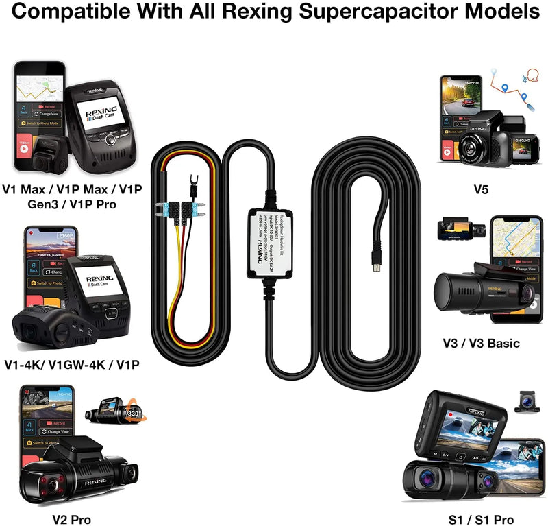 Load image into Gallery viewer, Rexing Smart Hardwire Kit Mini-USB Port for All Rexing Supercapacitor Models