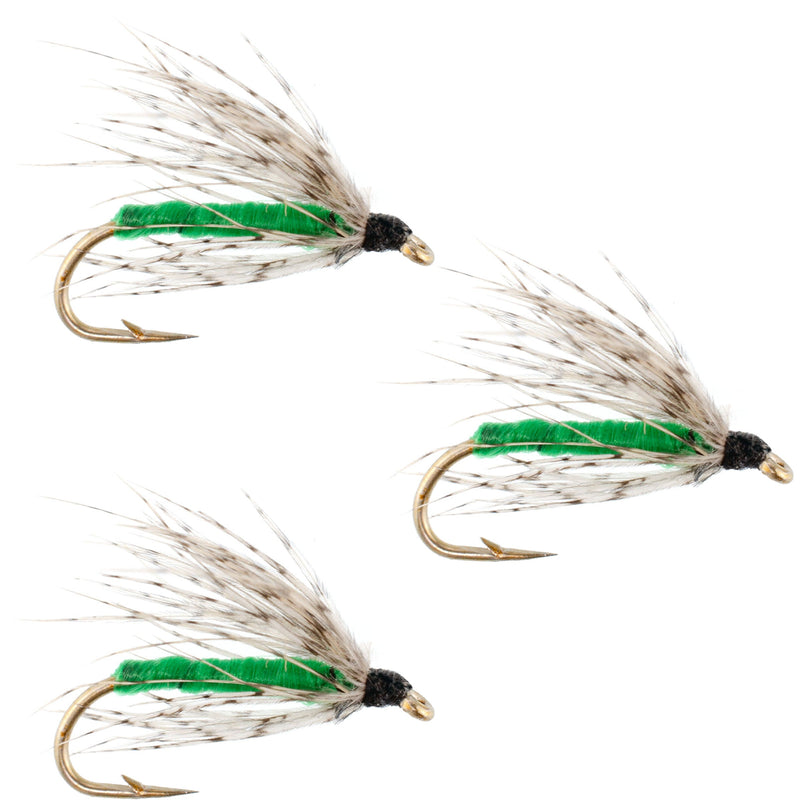 Load image into Gallery viewer, 3 Pack Soft Hackle Partridge and Green Fly Fishing Wet Flies - Hook Size 12